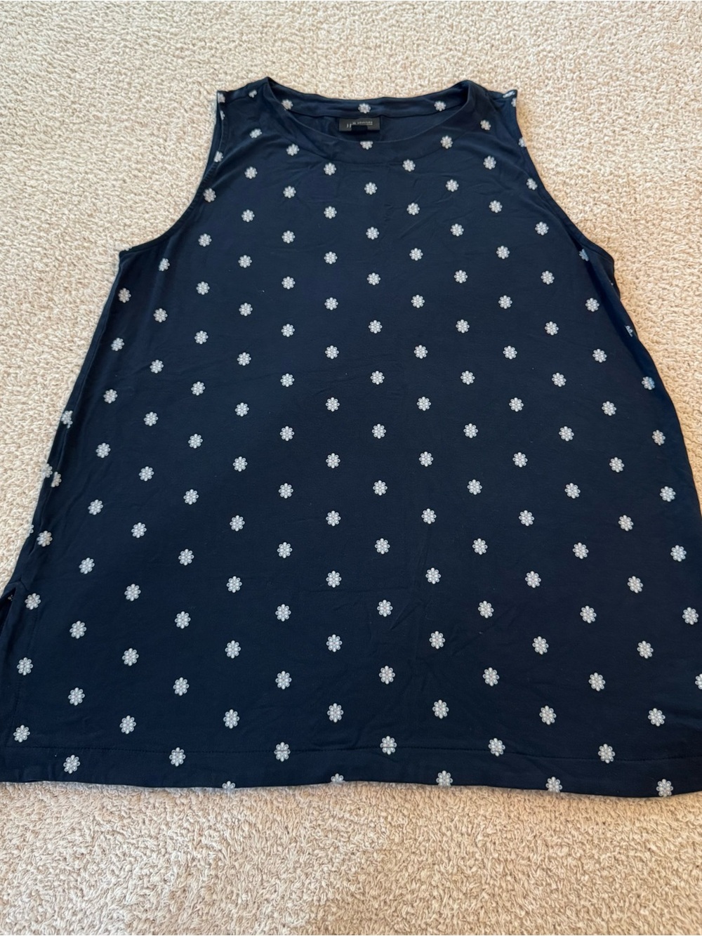J. Jill Navy Tank Top with White Daisy Dot Print